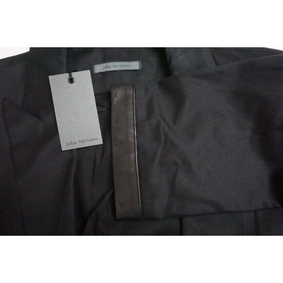 John Varvatos Black Canvas Leather Detail Sport Coat Jacket Sz 40 Brand New